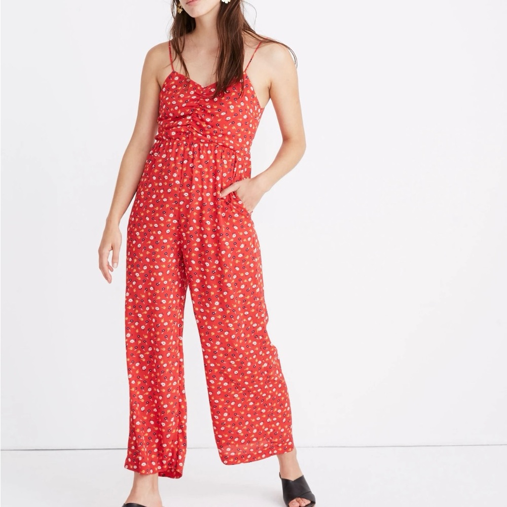 Madewell Ruched Wide-Leg Jumpsuit in Prairie Posies